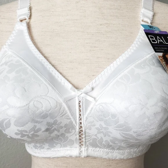 Bali NWT Spa Closure Wirefree White Bra With Floral Pattern, Size 36C - Picture 5 of 16